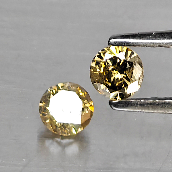 Natural Champagne Color Diamond 0.30 Ct. 2 Pcs. Round Diamond Cut 3.3 Mm. Natural Champagne Color Diamond 0.30 Ct. 2 Pcs. Round Diamond Cut 3.3 Mm.