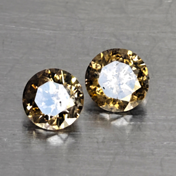 Natural Champagne Color Diamond 0.37 Ct. 2 Pcs. Round Diamond Cut  3.5 Mm.