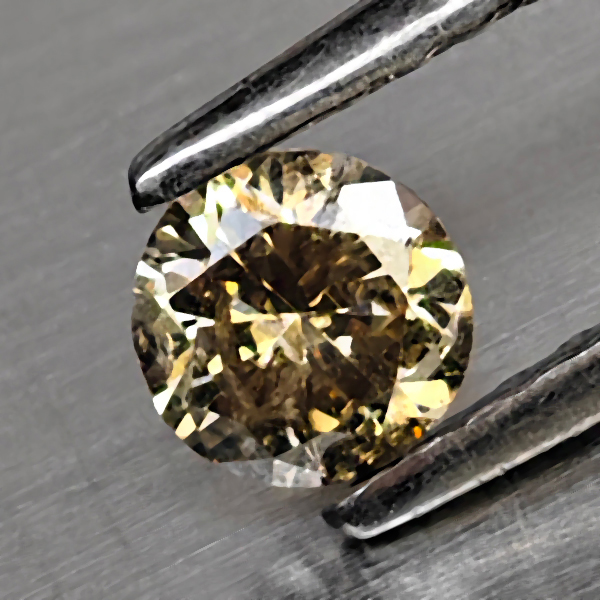 Natural Champagne Color Diamond 0.27 Ct. Round Diamond Cut  4.1 Mm.