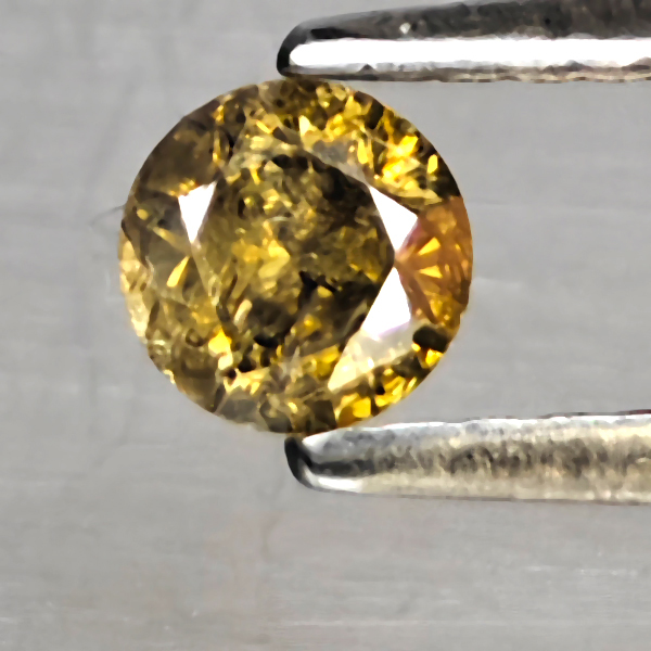 Natural Champagne Color Diamond 0.27 Ct. Round Diamond Cut  4.1 Mm.