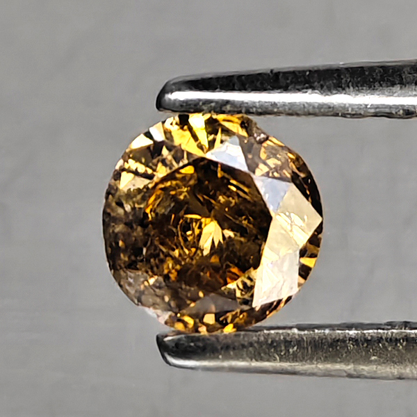 Natural Champagne Color Diamond 0.25 Ct. Round Diamond Cut  4.2 Mm.