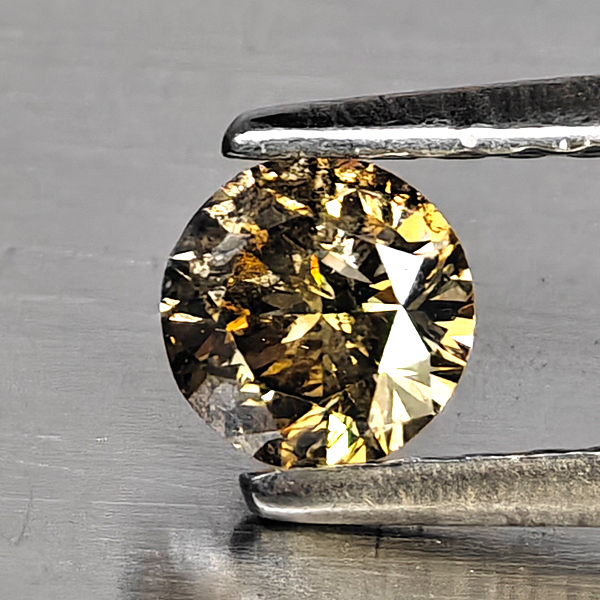 Natural Champagne Color Diamond 0.28 Ct. Round Diamond Cut  4.3 Mm.