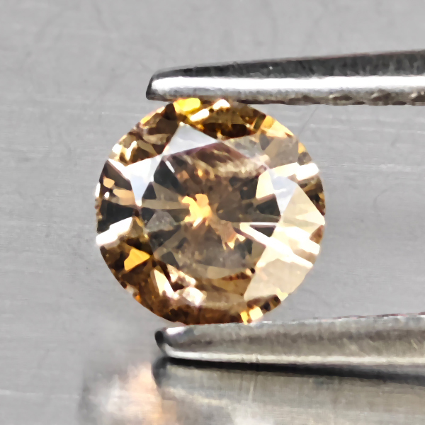 Natural Champagne Color Diamond 0.36 Ct. Round Diamond Cut  4.8 Mm.