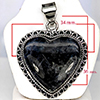 Natural Gemstone Heart Shape Metal Silver Plated Fine Jewelry Pendant 15.68 Grams