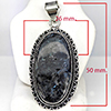 Natural Gemstone Oval Cabochon Shape Metal Silver Plated Fine Jewelry Pendant 14.37 Grams