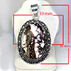 Natural Gemstone Oval Cabochon Shape Metal Silver Plated Fine Jewelry Pendant 18.17 Grams