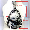 Natural Gemstone Pear Cabochon Shape Metal Silver Plated Fine Jewelry Pendant 17.16 Grams