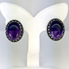 Natural Gemstone Oval Cabochon Shape Metal Silver Plated Fine Jewelry Earrings 9.30 Grams