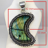 Natural Gemstone Fancy Cabochon Shape Metal Silver Plated Fine Jewelry Pendant 18.18 Grams