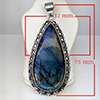 Natural Gemstone Pear Cabochon Shape Metal Silver Plated Fine Jewelry Pendant 26.83 Grams