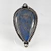 Natural Gemstone Pear Cabochon Shape 10.71 Grams Metal Silver Plated Fine Jewelry Ring Size 7.5