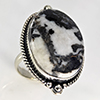 Natural Gemstone Oval Cabochon Shape 13.61 Grams Metal Silver Plated Fine Jewelry Ring Size 9