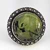 Natural Gemstone Round Cabochon Shape 11.37 Grams Metal Silver Plated Fine Jewelry Ring Size 8