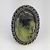 Natural Gemstone Oval Cabochon Shape 13.08 Grams Metal Silver Plated Fine Jewelry Ring Size 8.5