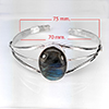 Natural Gemstone Oval Cabochon Shape 25.33 Grams Metal Silver Plated Fine Jewelry Bangle 7.5 Inch