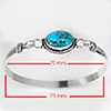 Natural Gemstone Oval Cabochon Shape 14.98 Grams Metal Silver Plated Fine Jewelry Bangle 6.5 Inch