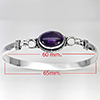 Natural Gemstone Oval Cabochon Shape 13.75 Grams Metal Silver Plated Fine Jewelry Bangle 6.5 Inch