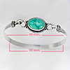 Natural Gemstone Oval Cabochon Shape 14.96 Grams Metal Silver Plated Fine Jewelry Bangle 6.5 Inch