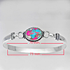 Natural Gemstone Oval Cabochon Shape 14.94 Grams Metal Silver Plated Fine Jewelry Bangle 7 Inch