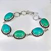 Natural Gemstone Oval Cabochon Shape 26.78 Grams Metal Silver Plated Fine Jewelry Bracelet 7.5 Inch