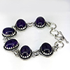Natural Gemstone Oval Cabochon Shape 26.75 Grams Metal Silver Plated Fine Jewelry Bracelet 7.5 Inch