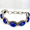 Natural Gemstone Oval Cabochon Shape 39.96 Grams Metal Silver Plated Fine Jewelry Bracelet 7.5 Inch