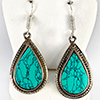Natural Turquoise with Metal Silver Plated Earrings Jewelry 9.44 Grams