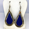 Natural Lapis Lazuli with Metal Silver Plated Earrings Jewelry 7.79 Grams