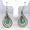 Natural Turquoise with Metal Silver Plated Earrings Jewelry 6.34 Grams