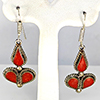 Natural Coral with Metal Silver Plated Earrings Jewelry 7.53 Grams