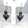 Natural Lapis Lazuli with Metal Silver Plated Earrings Jewelry 6.15 Grams