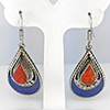 Natural Lapis Lazuli & Coral with Metal Silver Plated Earrings Jewelry 8.20 Grams Natural Lapis Lazuli & Coral with Metal Silver Plated Earrings Jewelry 8.20 Grams