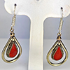 Natural Coral with Metal Silver Plated Earrings Jewelry 6.29 Grams