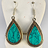 Natural Turquoise with Metal Silver Plated Earrings Jewelry 7.79 Grams