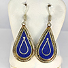 Natural Lapis Lazuli with Metal Silver Plated Earrings Jewelry 7.66 Grams
