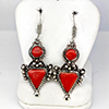 Natural Coral with Metal Silver Plated Earrings Jewelry 5.96 Grams