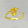 Natural Yellow Sapphire & Diamond 14K Solid Gold Ring Sz 7.25