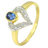 Natural Gemstone Blue Sapphire and White Diamond 14K Solid Gold Ring Sz 7