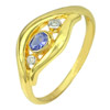 14K Solid Gold Ring Jewelry with Natural Blue Tanzanite and Diamond Size 7