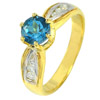1.20 Ct. Natural Gemstone London Blue Topaz and Diamond 18K Gold Solid Ring