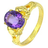 2.24 Ct. Natural Violet Amethyst 18K Solid Gold Ring Size 5