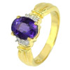 1.87 Ct. Natural Gemstone Purple Amethyst and White Diamond 18K Solid Gold Ring