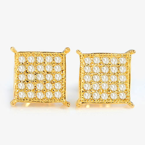 1.18 G. Natural White Diamond 10K Solid Gold Earring
