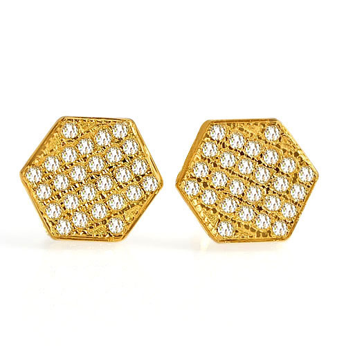 0.95 G. Natural Loose Diamond 10K Solid Gold Earring