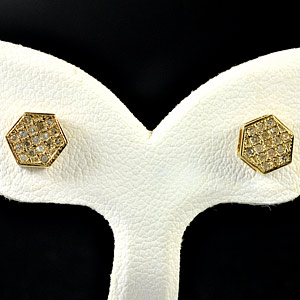 0.83 G. Natural White Diamond 10K Solid Gold Earring