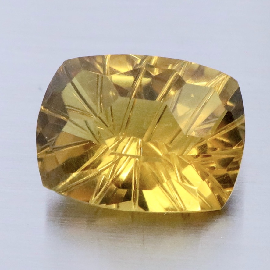 Natural Yellow Lemon Quartz 4.64 Ct. Oval Concave Cut 12.2 x 9.2 Mm Gemstone
