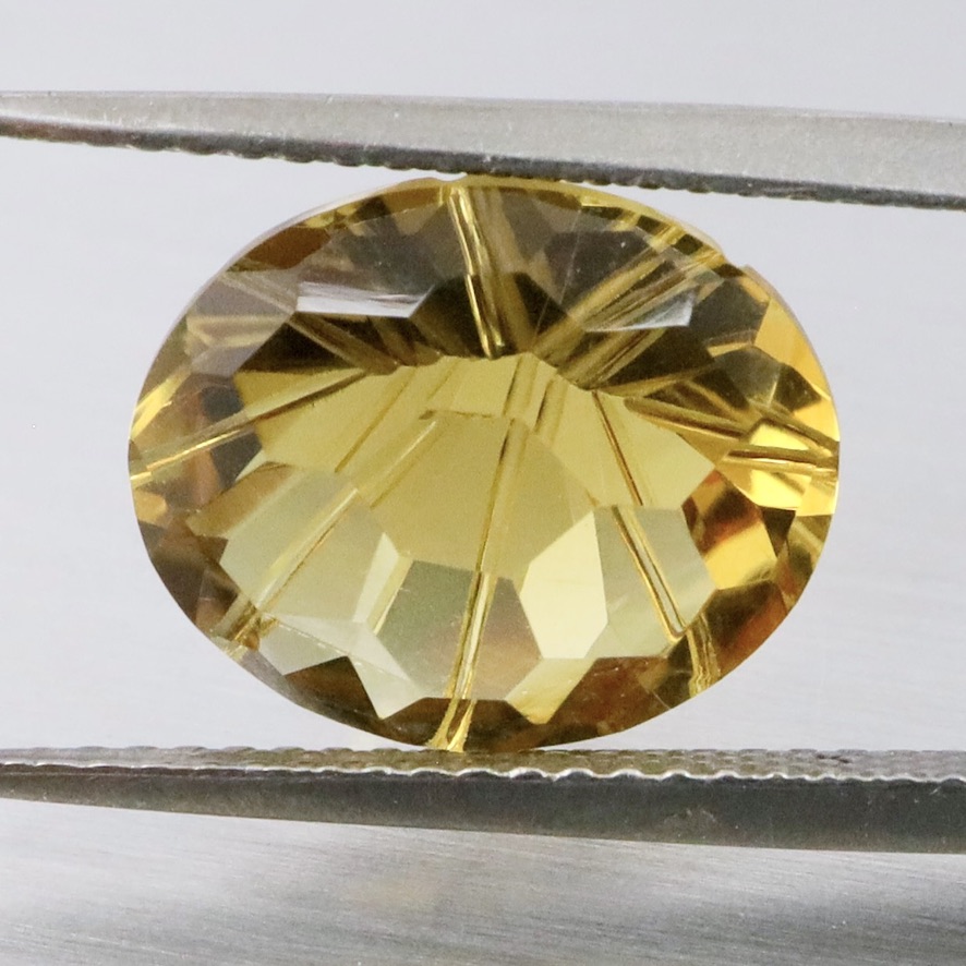 Natural Yellow Lemon Quartz 4.68 Ct. Oval Concave Cut 12.3 x 10 Mm Gemstone