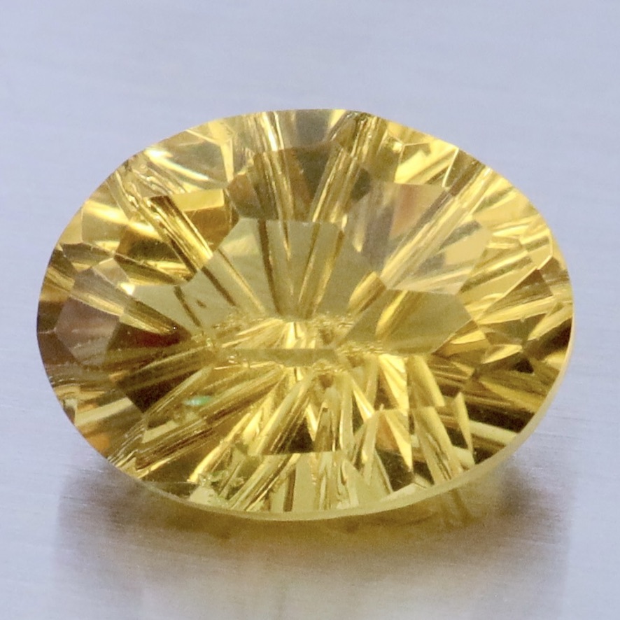Natural Yellow Lemon Quartz 4.46 Ct. Oval Concave Cut 12.1 x 9.2 Mm Gemstone