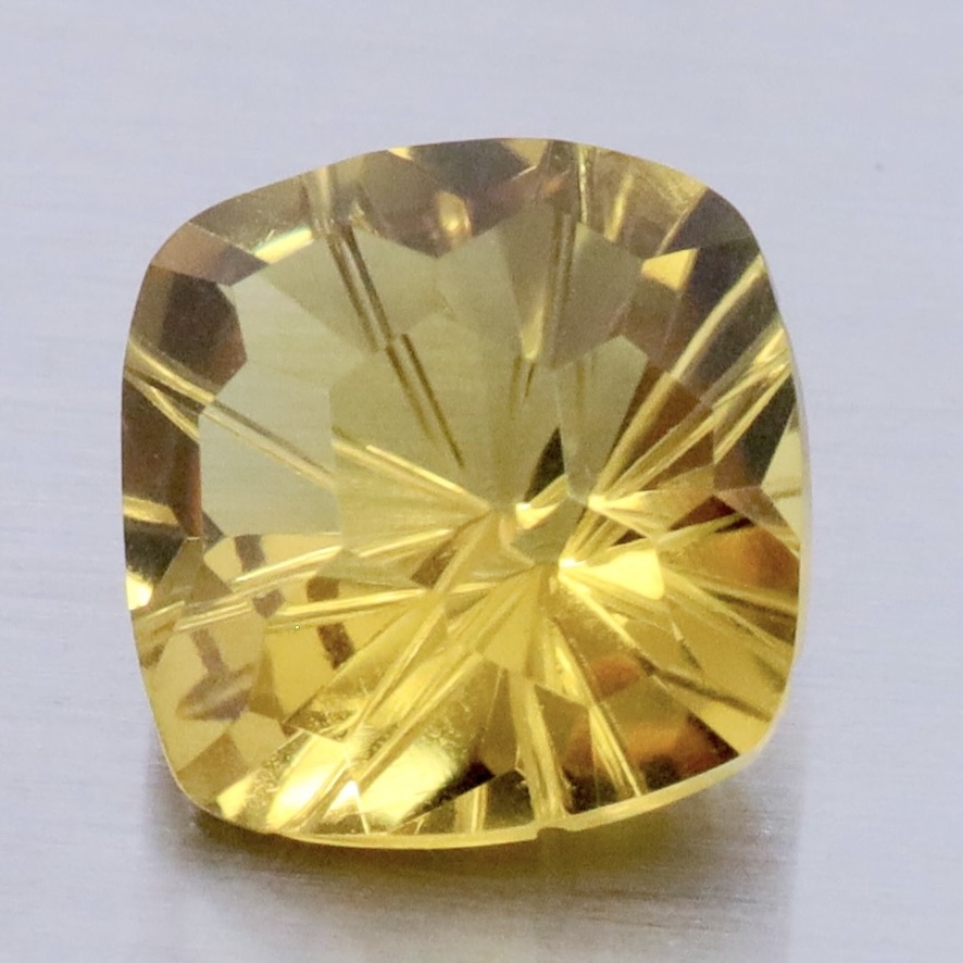 Natural Yellow Lemon Quartz 3.94 Ct. Oval Concave Cut 10.1 x 9.9 Mm Gemstone