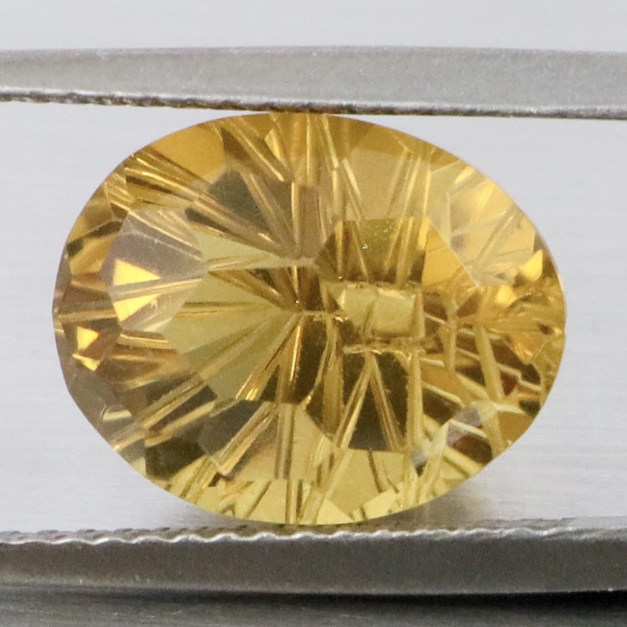 Natural Yellow Lemon Quartz 4.17 Ct. Oval Concave Cut 11.5 x 9.1 Mm Gemstone